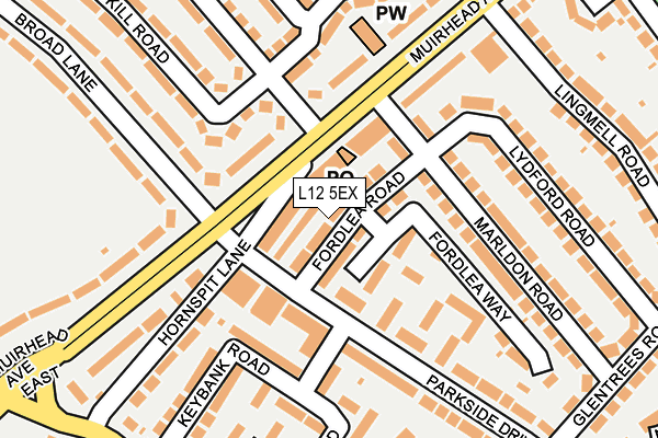 L12 5EX map - OS OpenMap – Local (Ordnance Survey)
