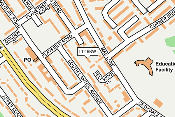 L12 6RW map - OS OpenMap – Local (Ordnance Survey)
