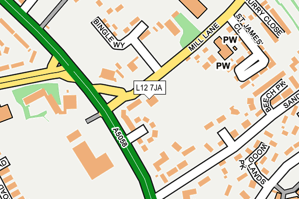 L12 7JA map - OS OpenMap – Local (Ordnance Survey)