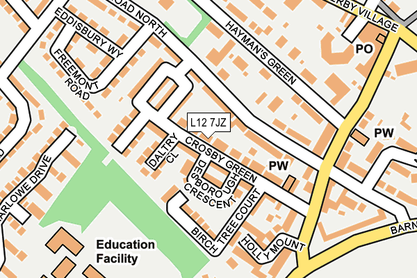 L12 7JZ map - OS OpenMap – Local (Ordnance Survey)