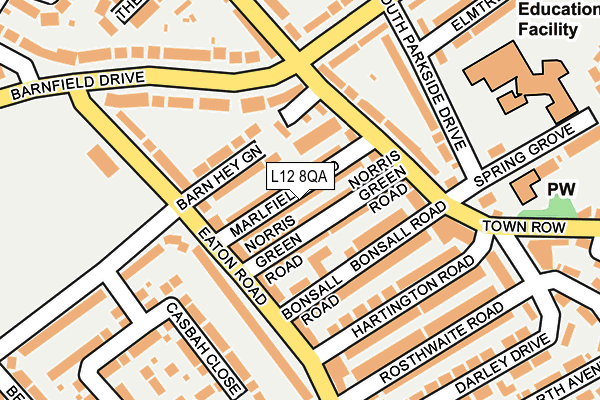 L12 8QA map - OS OpenMap – Local (Ordnance Survey)