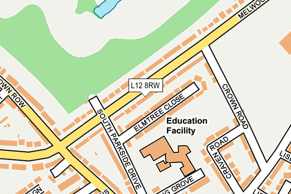 L12 8RW map - OS OpenMap – Local (Ordnance Survey)