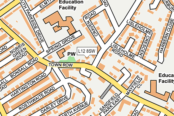 L12 8SW map - OS OpenMap – Local (Ordnance Survey)