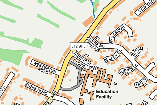 L12 9HL map - OS OpenMap – Local (Ordnance Survey)