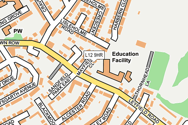 L12 9HR map - OS OpenMap – Local (Ordnance Survey)