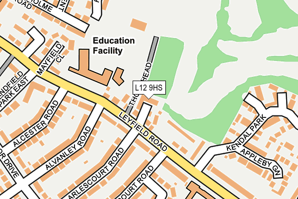 L12 9HS map - OS OpenMap – Local (Ordnance Survey)