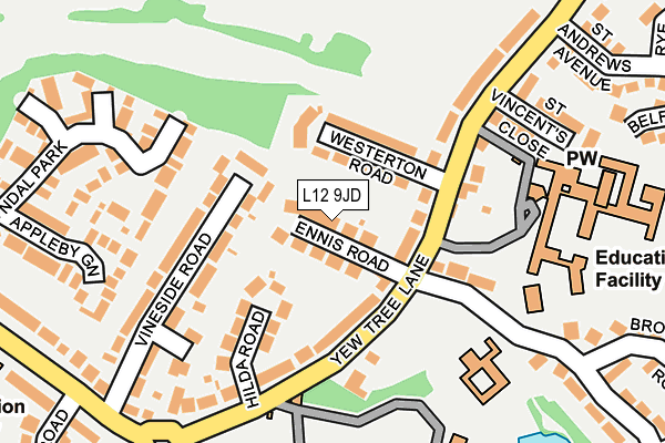 L12 9JD map - OS OpenMap – Local (Ordnance Survey)