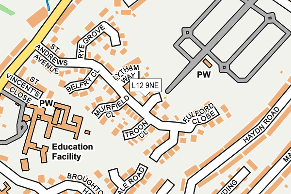 L12 9NE map - OS OpenMap – Local (Ordnance Survey)