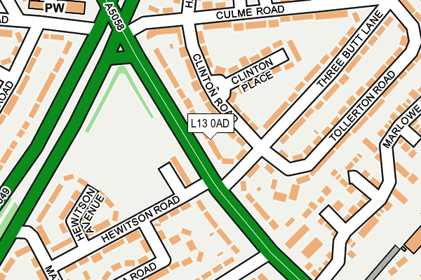 L13 0AD map - OS OpenMap – Local (Ordnance Survey)