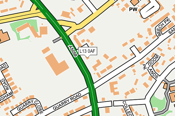 L13 0AF map - OS OpenMap – Local (Ordnance Survey)