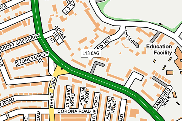 L13 0AG map - OS OpenMap – Local (Ordnance Survey)