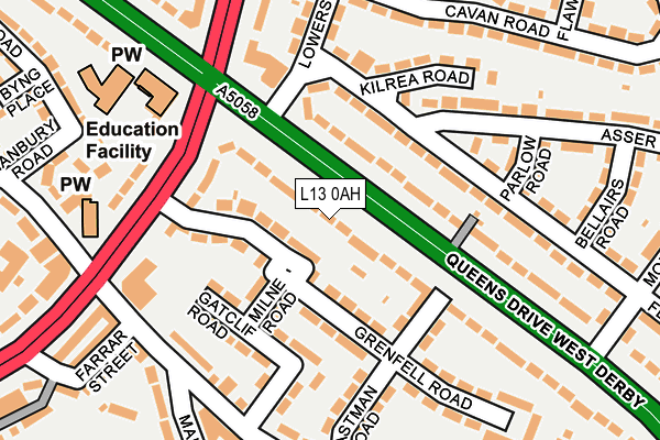 L13 0AH map - OS OpenMap – Local (Ordnance Survey)