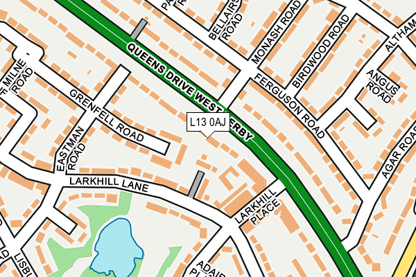 L13 0AJ map - OS OpenMap – Local (Ordnance Survey)