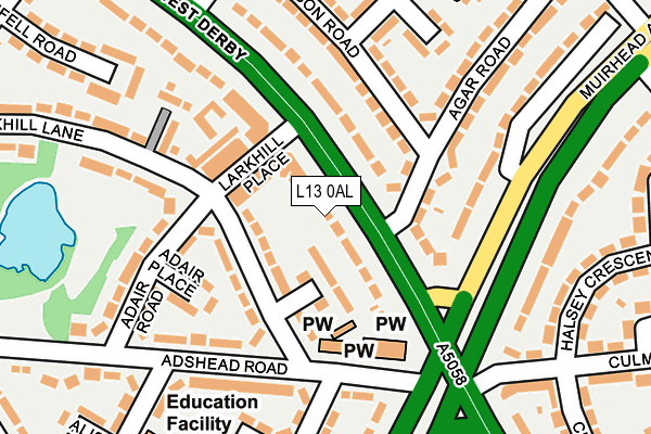 L13 0AL map - OS OpenMap – Local (Ordnance Survey)