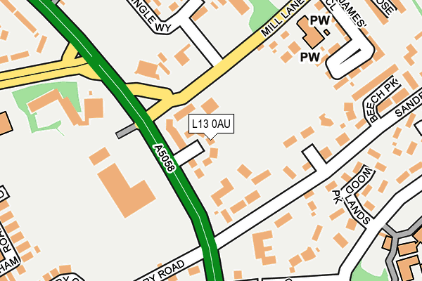 L13 0AU map - OS OpenMap – Local (Ordnance Survey)