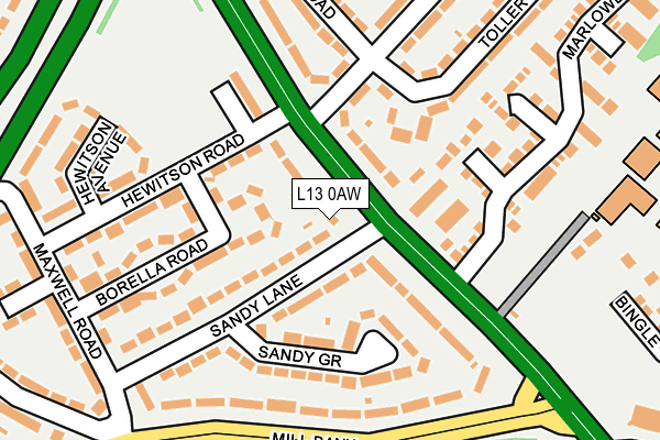 L13 0AW map - OS OpenMap – Local (Ordnance Survey)