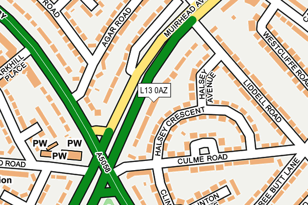 L13 0AZ map - OS OpenMap – Local (Ordnance Survey)