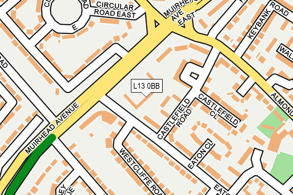 L13 0BB map - OS OpenMap – Local (Ordnance Survey)