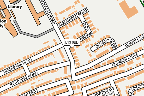 L13 0BD map - OS OpenMap – Local (Ordnance Survey)