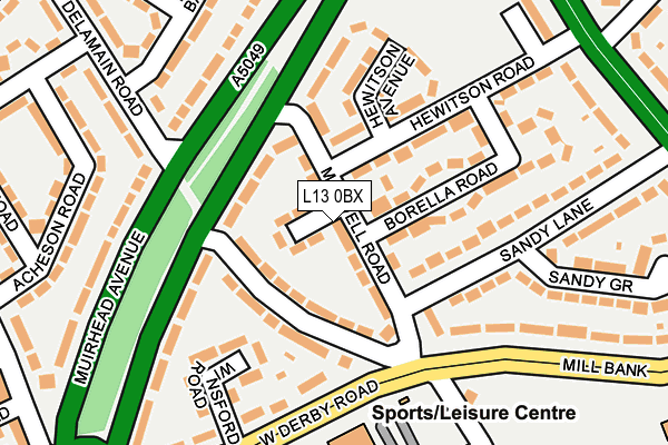 L13 0BX map - OS OpenMap – Local (Ordnance Survey)