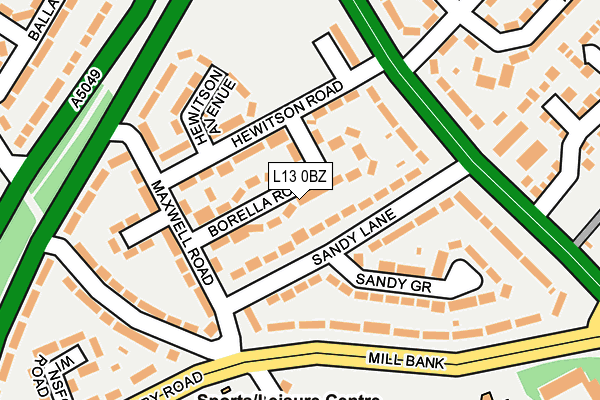 L13 0BZ map - OS OpenMap – Local (Ordnance Survey)
