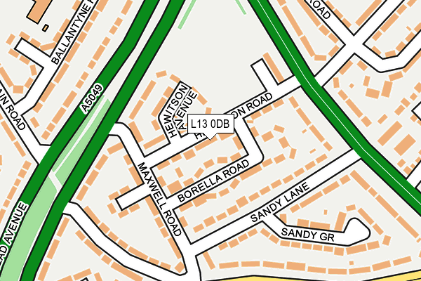 L13 0DB map - OS OpenMap – Local (Ordnance Survey)