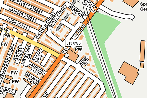 L13 0WB map - OS OpenMap – Local (Ordnance Survey)