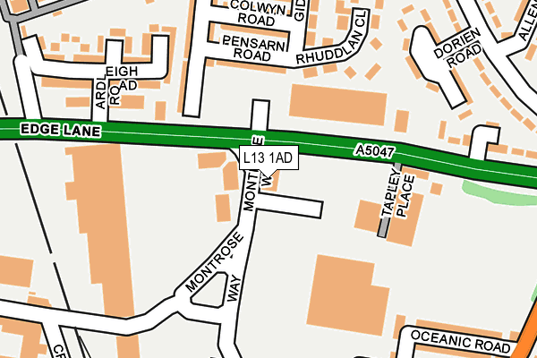 L13 1AD map - OS OpenMap – Local (Ordnance Survey)