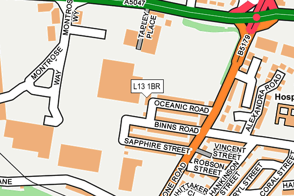 L13 1BR map - OS OpenMap – Local (Ordnance Survey)