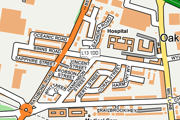 L13 1DD map - OS OpenMap – Local (Ordnance Survey)