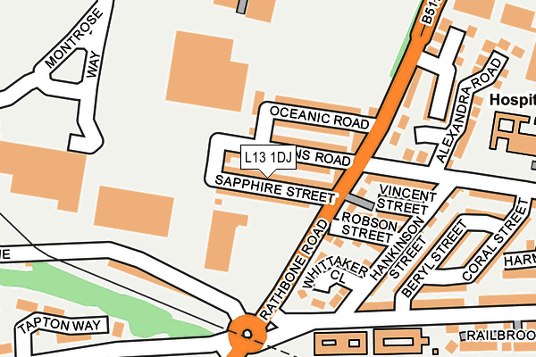 L13 1DJ map - OS OpenMap – Local (Ordnance Survey)