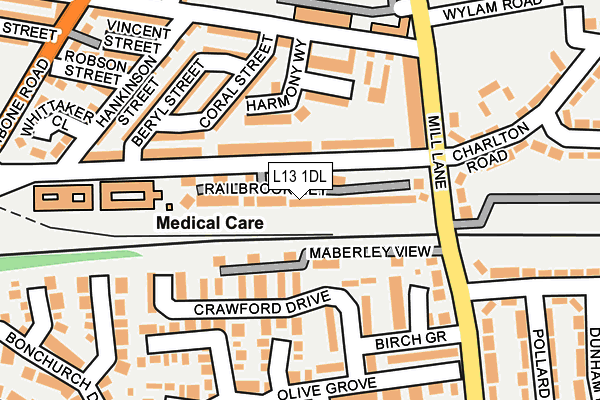 L13 1DL map - OS OpenMap – Local (Ordnance Survey)