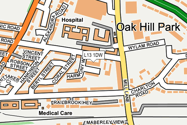 L13 1DW map - OS OpenMap – Local (Ordnance Survey)