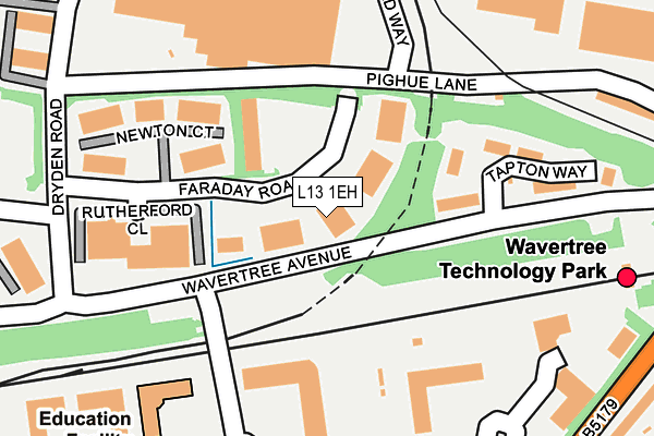 L13 1EH map - OS OpenMap – Local (Ordnance Survey)