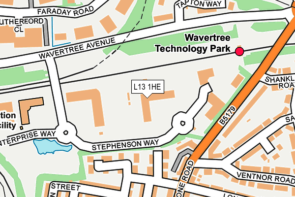 L13 1HE map - OS OpenMap – Local (Ordnance Survey)