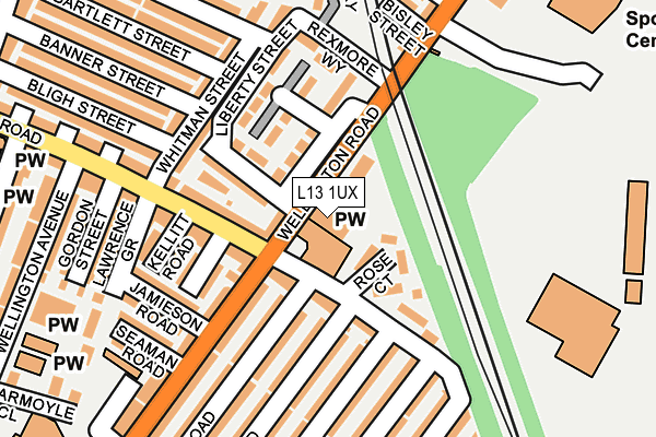 L13 1UX map - OS OpenMap – Local (Ordnance Survey)