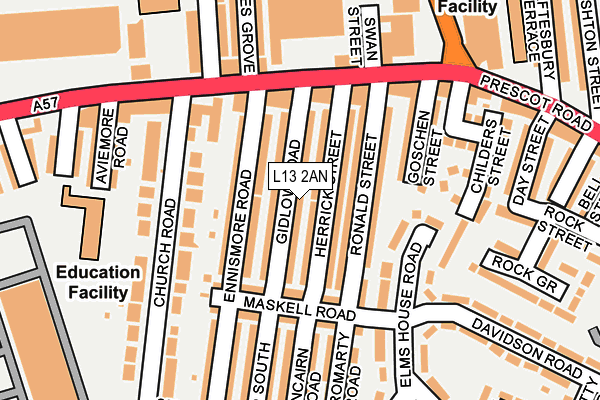 L13 2AN map - OS OpenMap – Local (Ordnance Survey)