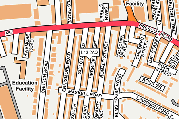 L13 2AQ map - OS OpenMap – Local (Ordnance Survey)