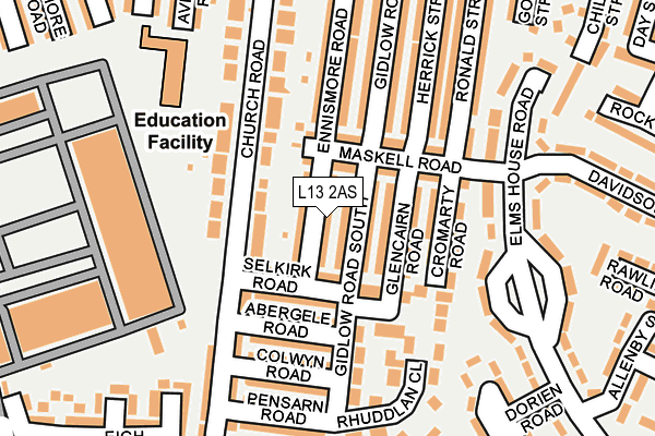 L13 2AS map - OS OpenMap – Local (Ordnance Survey)