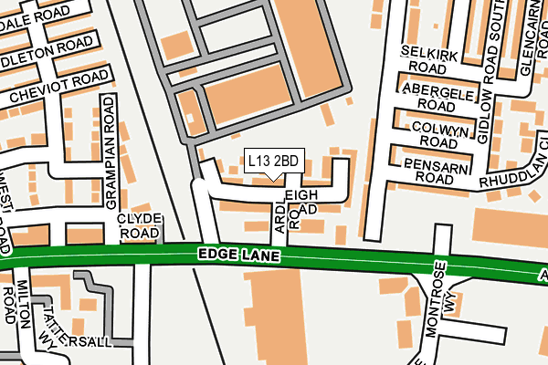 L13 2BD map - OS OpenMap – Local (Ordnance Survey)