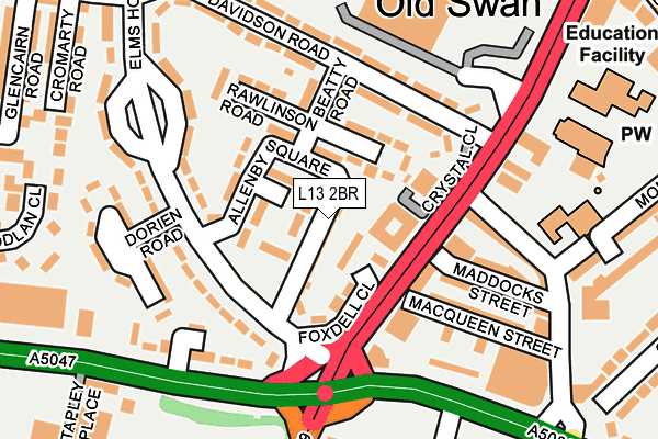 L13 2BR map - OS OpenMap – Local (Ordnance Survey)