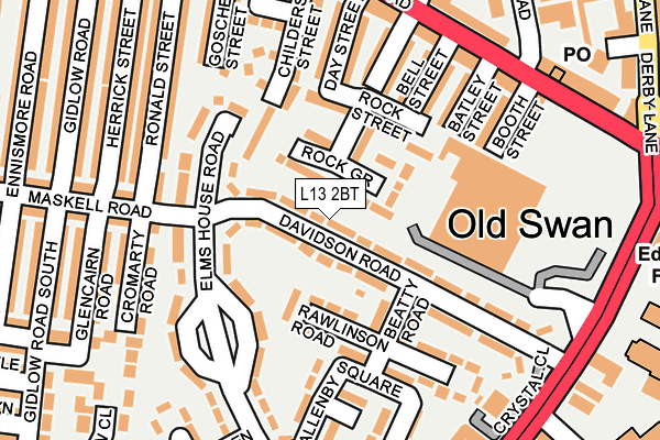 L13 2BT map - OS OpenMap – Local (Ordnance Survey)