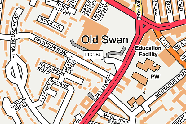 L13 2BU map - OS OpenMap – Local (Ordnance Survey)