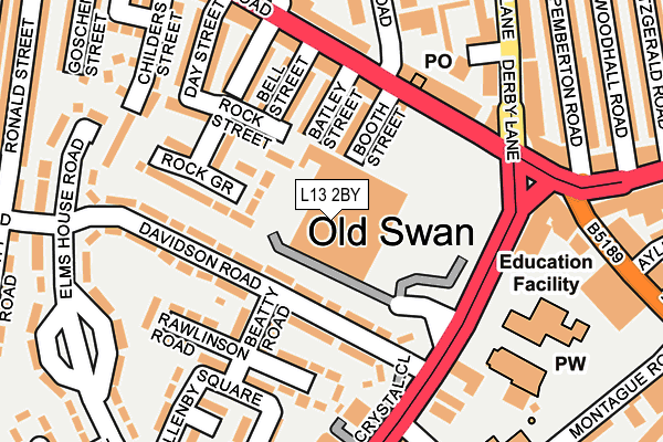 L13 2BY map - OS OpenMap – Local (Ordnance Survey)