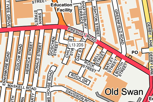 L13 2DS map - OS OpenMap – Local (Ordnance Survey)