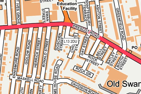 L13 2DU map - OS OpenMap – Local (Ordnance Survey)