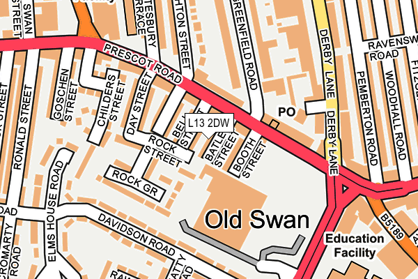 L13 2DW map - OS OpenMap – Local (Ordnance Survey)