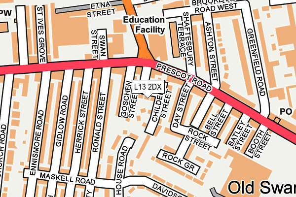 L13 2DX map - OS OpenMap – Local (Ordnance Survey)