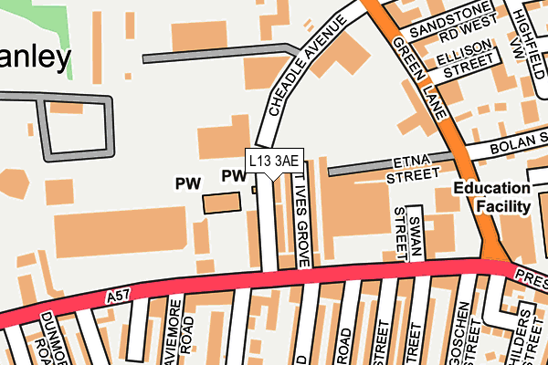 L13 3AE map - OS OpenMap – Local (Ordnance Survey)
