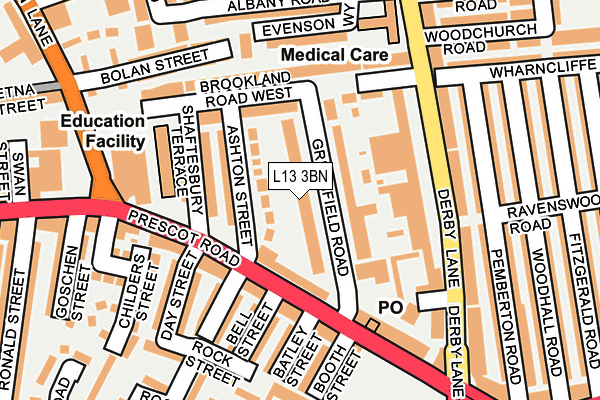 L13 3BN map - OS OpenMap – Local (Ordnance Survey)